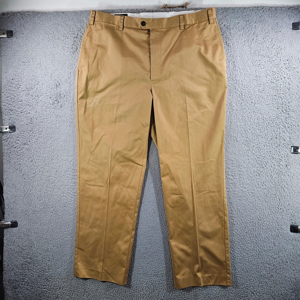 Orvis Mens Tan Khaki Chino Pants 100% Cotton Flat Front Straight Leg 38x30